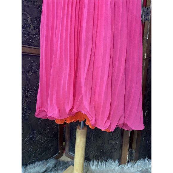 Maeve Pink With Orange Trim Pleated Short Dress Women's Size 6 - Picture 3 of 7